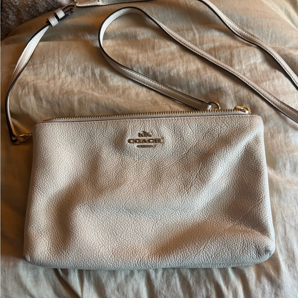 Coach Light Gray Leather Crossbody Bag